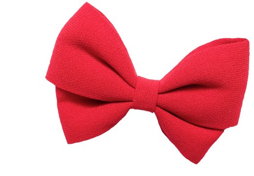 Isolated big red bow for hair, white background