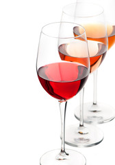 Red, white and rose wine glasses