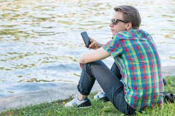 Hipster with smartphone