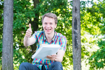 Young man reading
