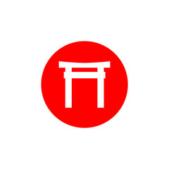 Fototapeta premium Torii gate in Red Dot of Japanese Flag