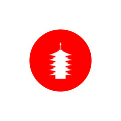 Pagoda in Red Dot of Japanese Flag