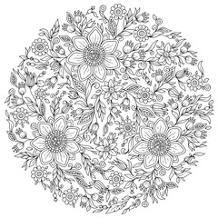 Forest flowers. Vector coloring book pages. - 113341052