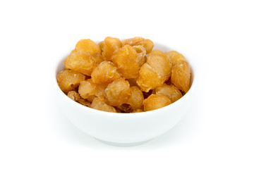 dried longan fruit on white background