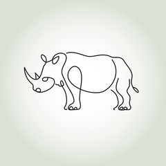 Rhinoceros in minimal line style vector