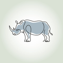 Rhinoceros in minimal line style vector