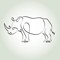 Rhinoceros in minimal line style vector
