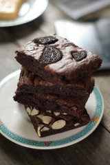 closed up Oreo brownies , delicious dessert.
