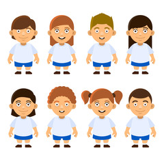 School Kids Set on White Background. Vector