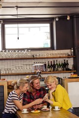 Friends using a smartphone