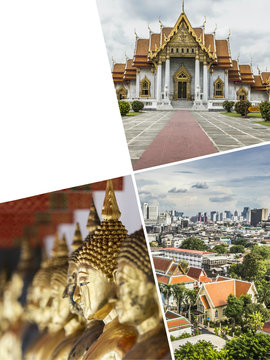 Collage of Bangkok (Thailand) images - travel background (my pho