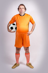fat football Soccer player with ball
