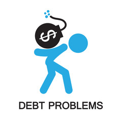 Obraz premium debt problem ,icon and symbol