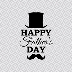 Happy Father's Day vector poster with crown and mustache on grey triangle background.