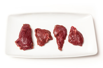 Kangaroo meat isolated on a white studio background.