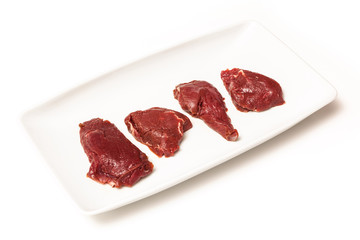 Kangaroo meat isolated on a white studio background.