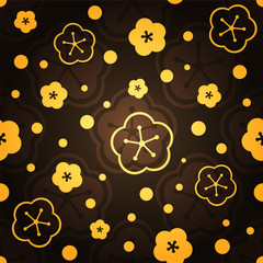 Golden flowers on dark background. Seamless pattern. Template for fabric, wrapping paper, covers or packages.( EPS10)
