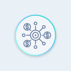 Fototapeta premium crowdfunding thin line icon, vector illustration