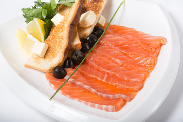 Sliced smoked salmon