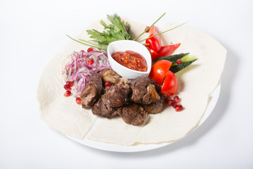 Grilled kebab meat