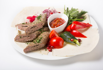 Grilled kebab meat