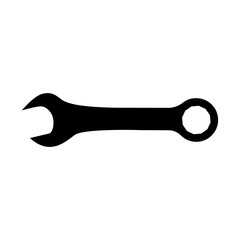 Wrench or spanner icon. Combination wrench with open and ring ends. Vector Illustration