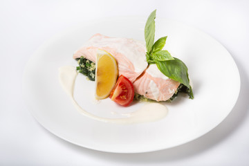 Steamed salmon meat