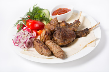 Roasted kebab meat