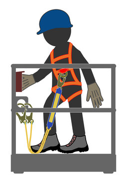 aba1 aba ArbeitsBuehnenArbeiter - PSAgA - Pers&ouml;nliche Schutzausr&uuml;stung gegen Absturz - A3 A4 Plakat - g4442