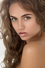 Closeup portrait of beautiful young woman