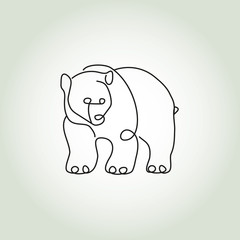 Bear grizzly in minimal line style vector