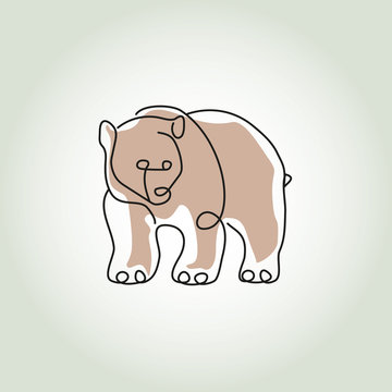 Bear grizzly in minimal line style vector