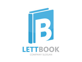 Vector logo combination of a book and letter b