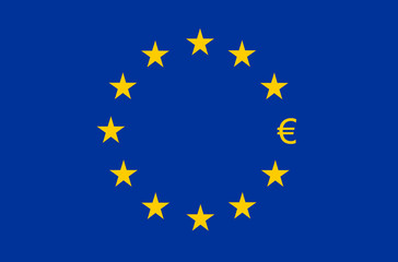 Flag of Europe, European Union (EU), Euro sign instead of star