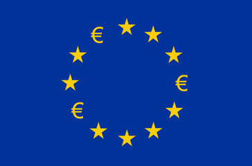 Flag of Europe, European Union (EU), Euro signs instead of stars