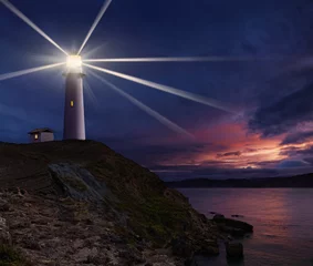 Fotobehang Lighthouse at night © Dmitry Pichugin