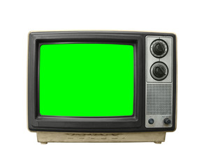 Grundgy Old Television With Chroma Key Green Screen