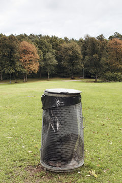 Garbage bin in park