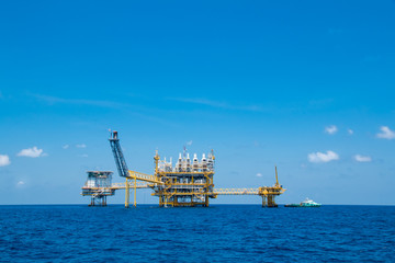 Offshore oil and gas platform,oil and gas platform with blue sky
