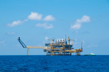 Offshore oil and gas platform,oil and gas platform with blue sky