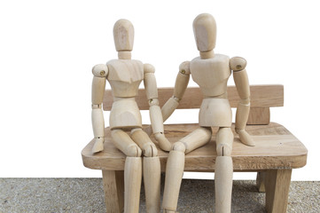 Obraz premium isolated wooden dummy white background love relationship