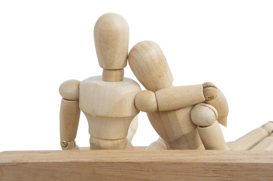 isolated wooden dummy white background love relationship