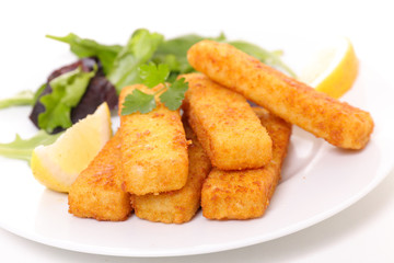 fish stick with salad