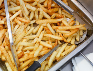 French fries fresh cooked. Restaurant deep fryer
