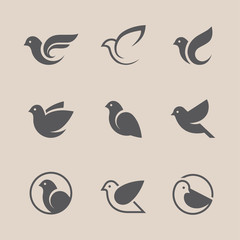 Black bird icons set - 113358860