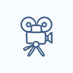 Video camera sketch icon.