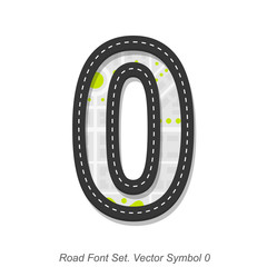 Road font sign, Symbol 0, Object on a white background