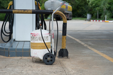Old pump tire at oil station