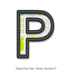 Fototapeta premium Road font sign, Symbol P, Object on a white background