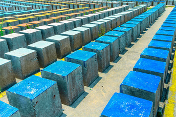 Obraz premium Concrete benches group colorfully painted